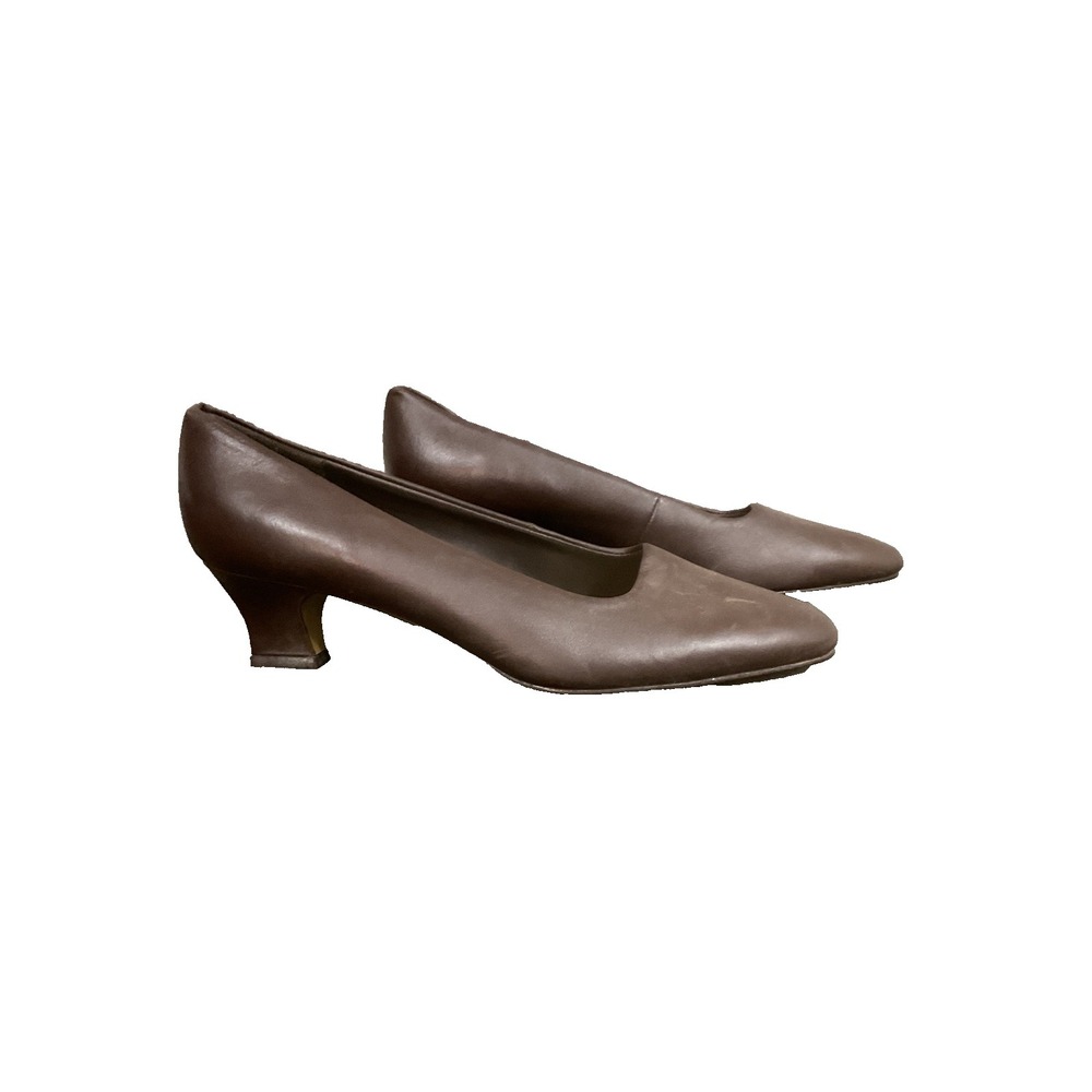 Mootsie tootsie Women Brown Leather Block Heel Shoes sz 8M office siren capsule